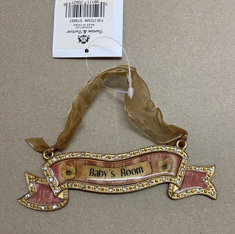 Burton and Burton Baby's Room Pink Gold Banner Ornament Ribbon Hanger